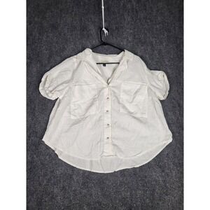 Universal Thread Linen‎ Blend Button Down Shirt Short Sleeve Top Women Sz XXL